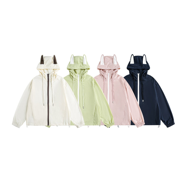 Damen Leichter Kapuzen-Anorak mit Ohrenapplikation und Tunnelzug Drune