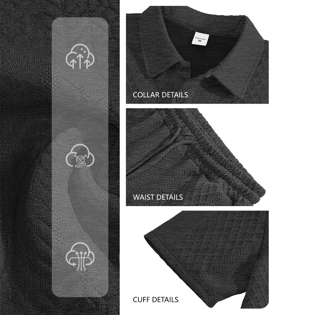 Herren nan strukturiertes Poloshirt- und Bermudashorts-Set aus gesteppter Baumwollmischung Drune