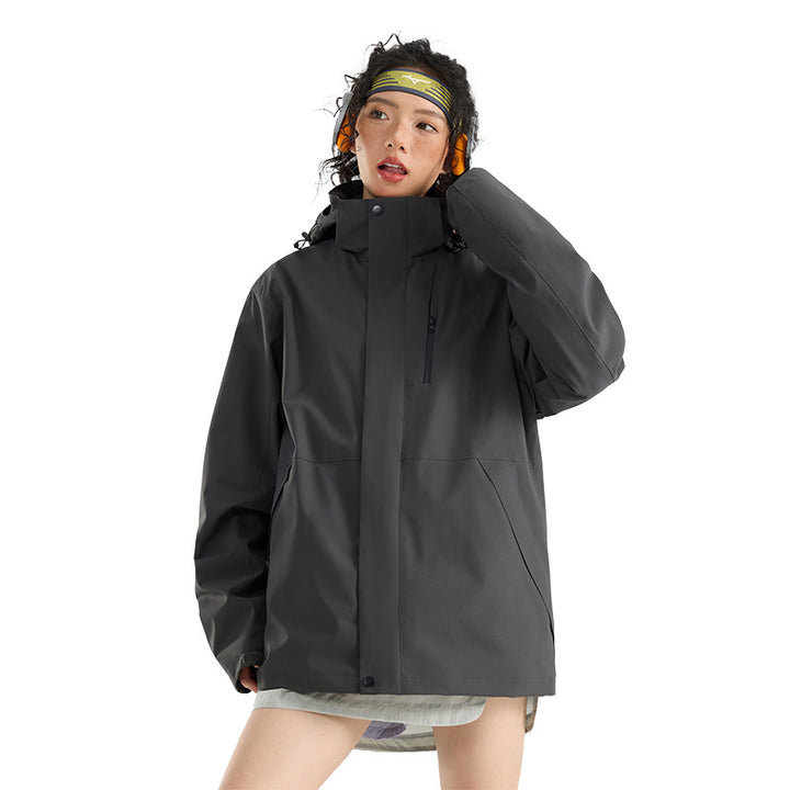 Damen Leichte wasserdichte Parka-Kapuzenjacke mit versiegelten Nähten und Kordelzug Drune