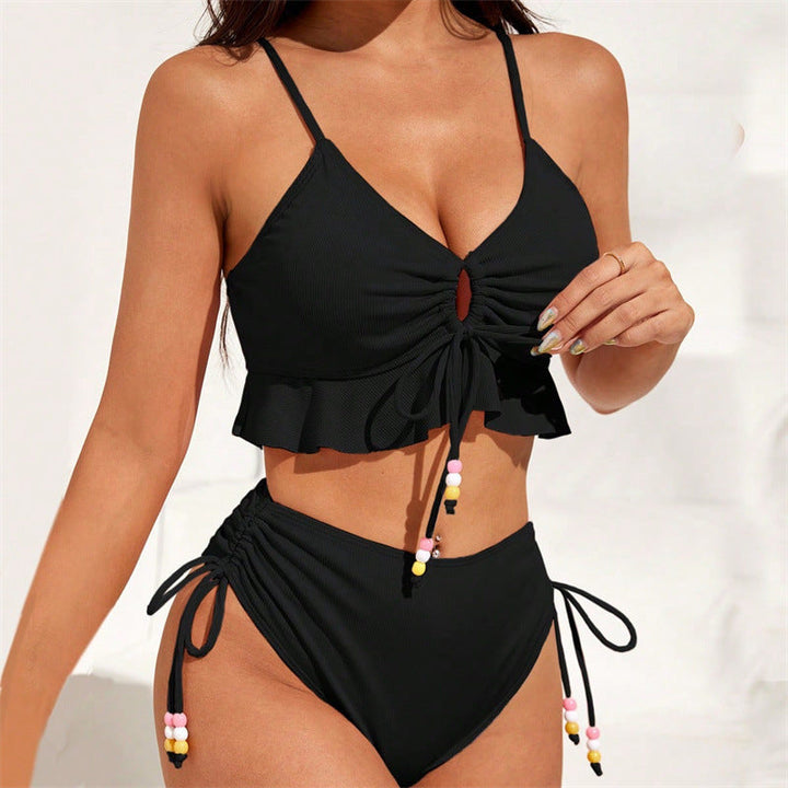 Damen Badeanzug mit Rüschendetails und verstellbaren Trägern Drune