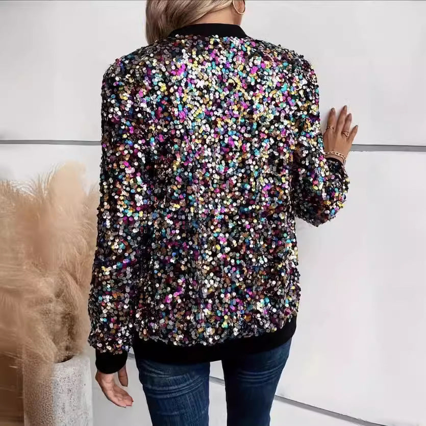 Damen Funktionsjacke mit glitzerndem Paillettendesign und bequemen Bündchen Drune