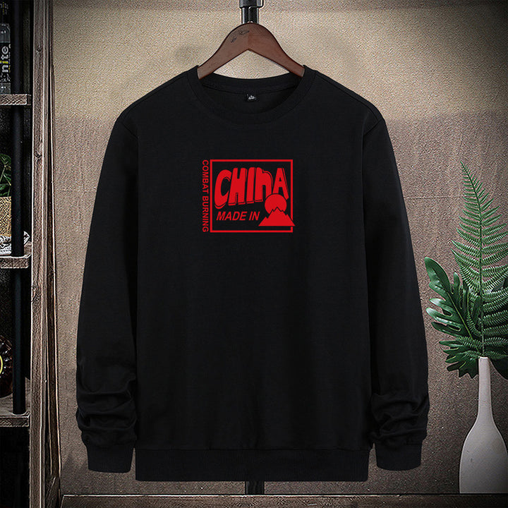 Herren Sweatshirt mit Rundhals und auffälligem Statement-Frontprint Drune