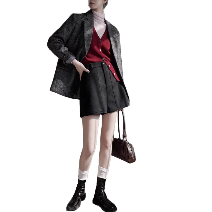 Damen Eleganter Wollblazer mit modischem Schnitt Drune