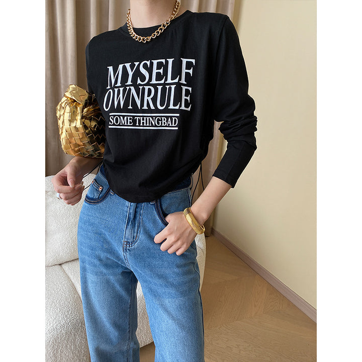 Damen Lässiges Langarmshirt mit auffälligem Grafikdruck Drune