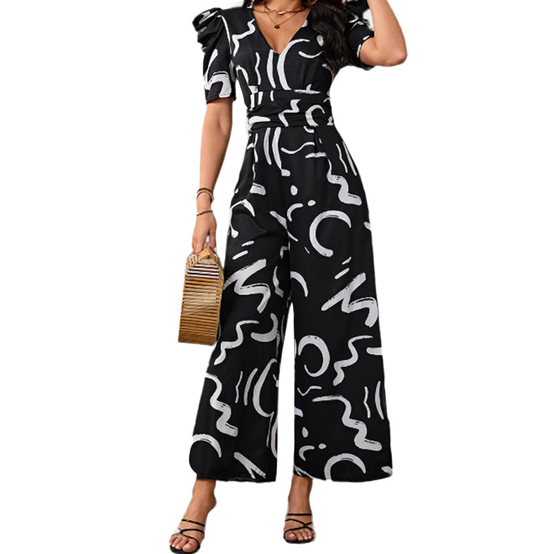 Damen Eleganter Jumpsuit mit stilvollem grafischen Muster Drune
