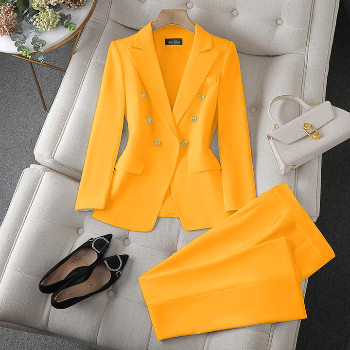 Damen Elegantes Doppelreihiges Blazer-Set Drune