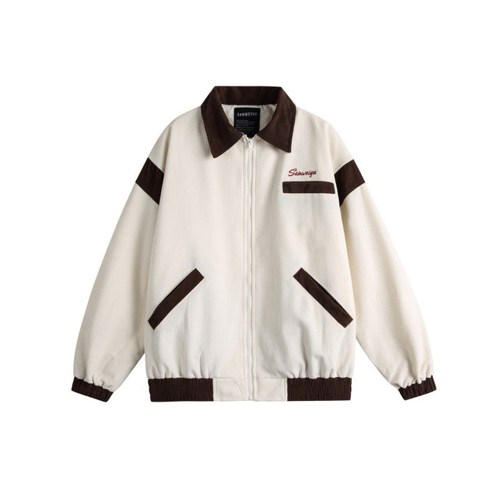Unisex Harrington-Blousonjacke mit Strukturstoff und Kontrastbesatz Drune