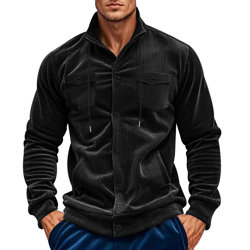 Herren nan Cord-Überhemdjacke mit Kentkragen, Druckknopfverschluss und aufgesetzten Brusttaschen Drune