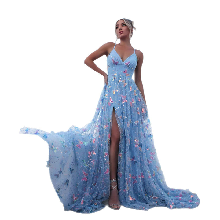 Damen Maxikleid mit feinen Glitzer-Akzenten und floralem Schnitt Drune