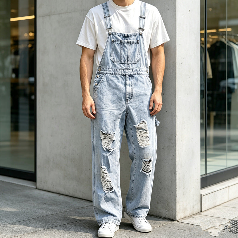 Herren Lässige Ripped Latzhose Drune
