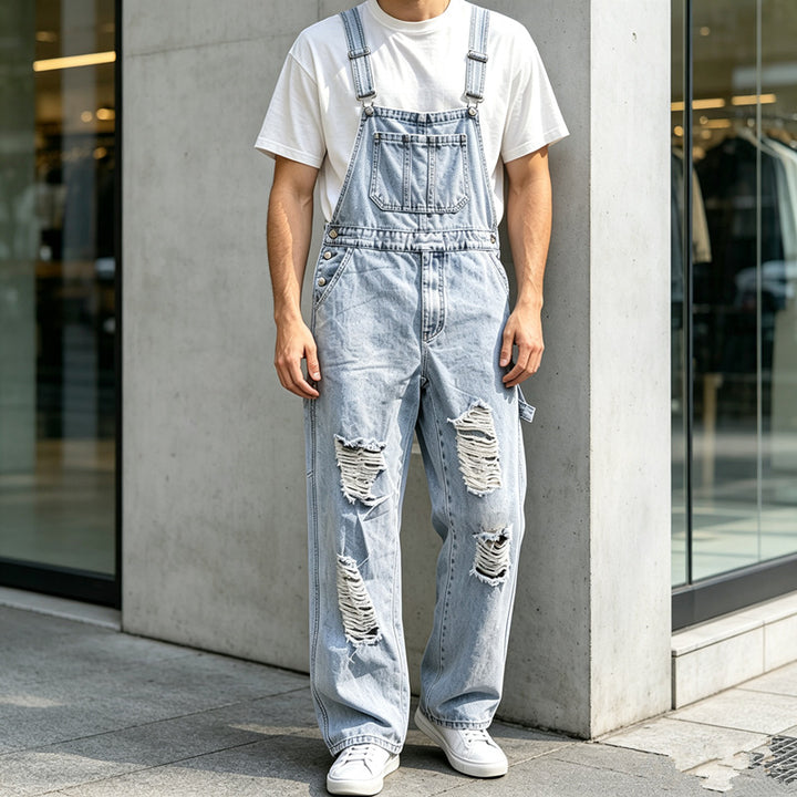 Herren Lässige Ripped Latzhose Drune