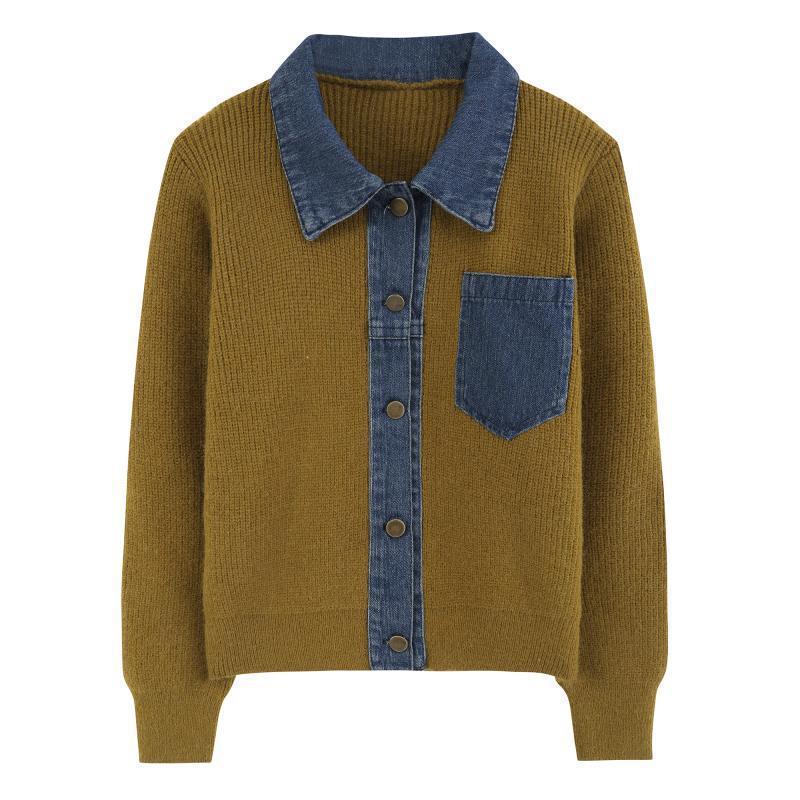 Damen Strickjacke mit Denim-Detail Drune
