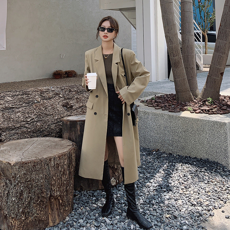 Damen Doppelreihiger Oversize-Trenchcoat mit kastiger Silhouette und verlängertem Schnitt Drune