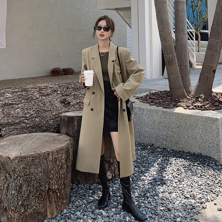 Damen Doppelreihiger Oversize-Trenchcoat mit kastiger Silhouette und verlängertem Schnitt Drune