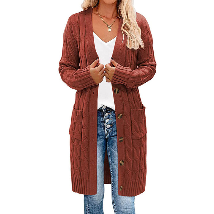 Damen Grobstrick Cardigan mit tiefen Taschen und dekorativem Zopfdesign Drune