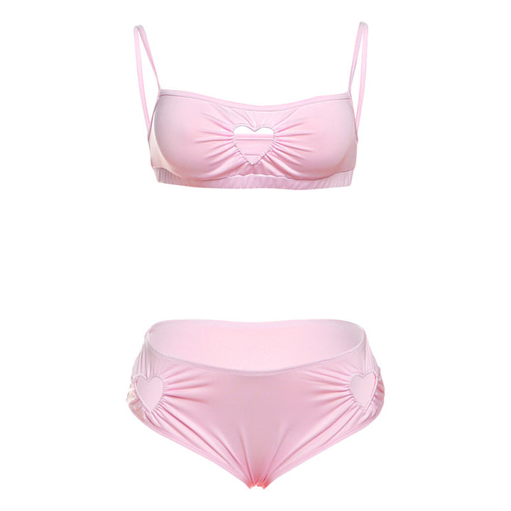 Damen Zweiteiliges Bikiniset mit Herz-Ausschnitten und Rüschen Drune