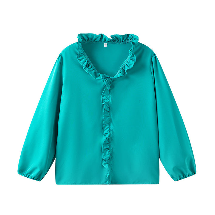 Damen Bluse mit Rüschendetails und elegantem Stehkragen Drune