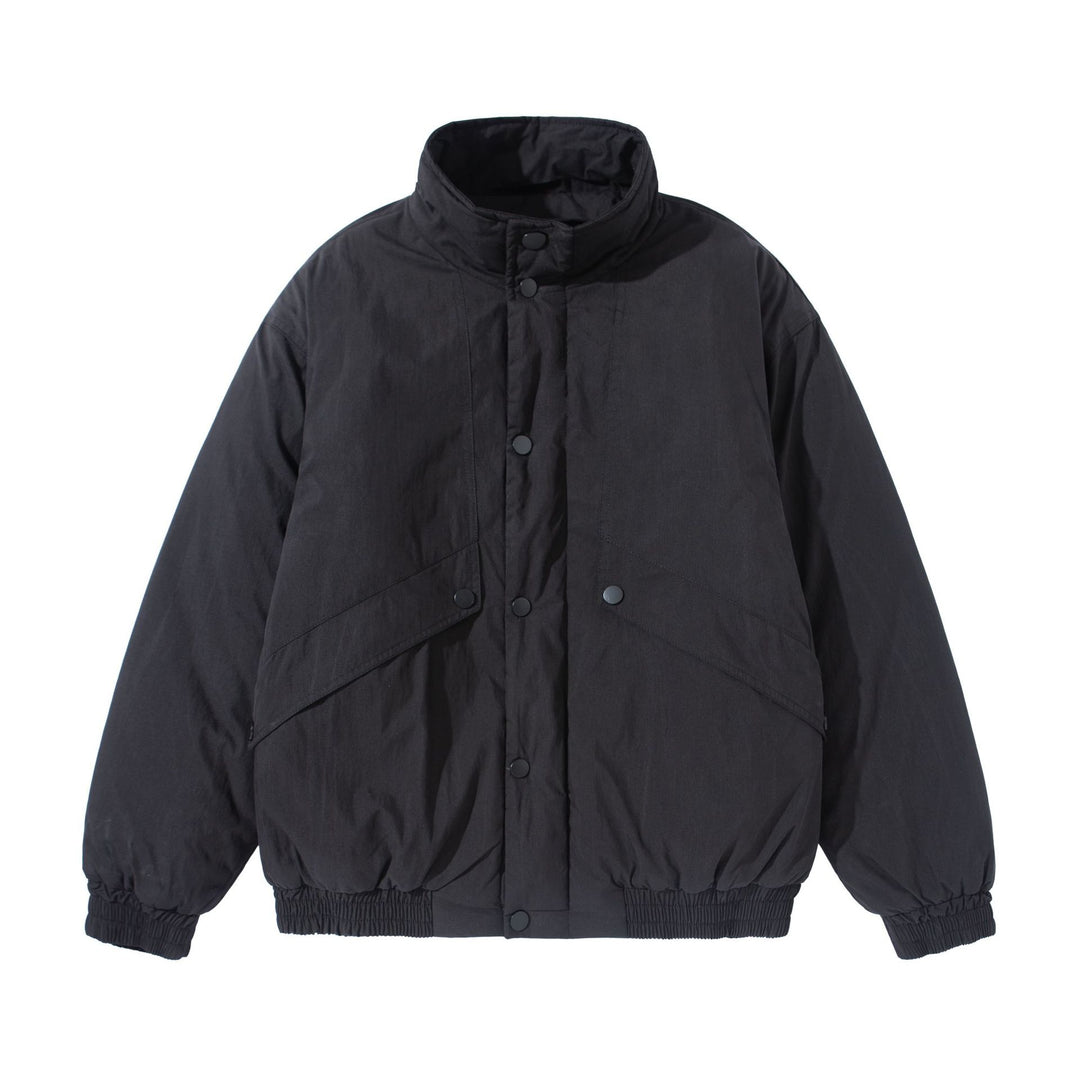 Unisex Kurz geschnittene gesteppte Boxy‑Blousonjacke mit hohem Stehkragen und Utility‑Flaptaschen Drune