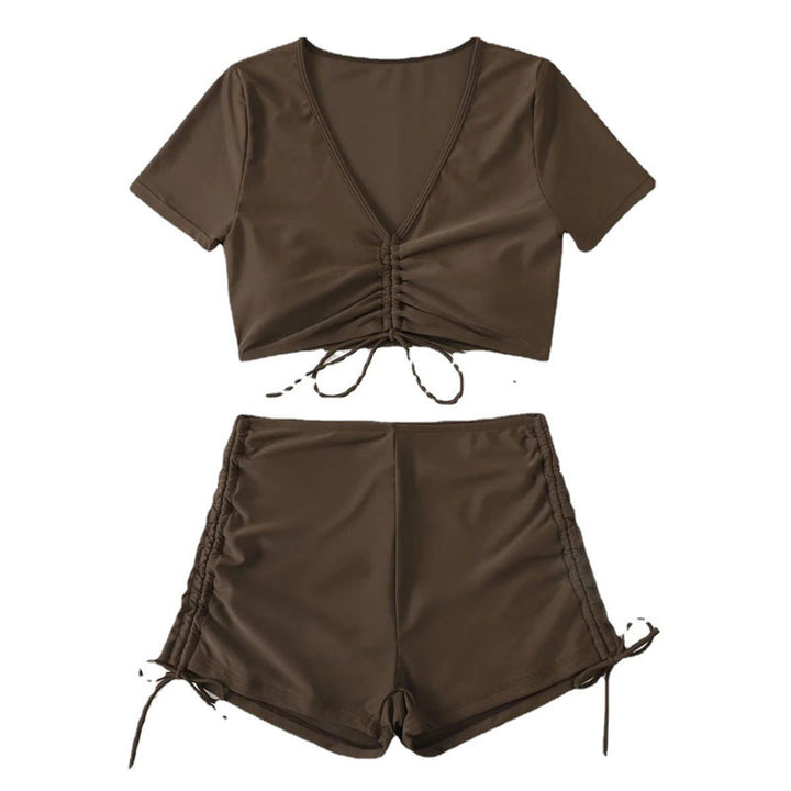 Damen cropped Top mit hohem Bund und Rüschendetails Drune