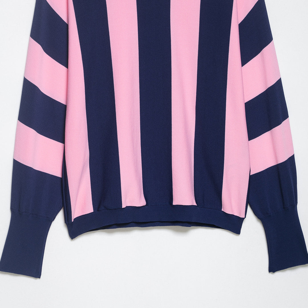 Damen Oversize-Strickpullover mit breiten Blockstreifen und überschnittener Schulter Drune