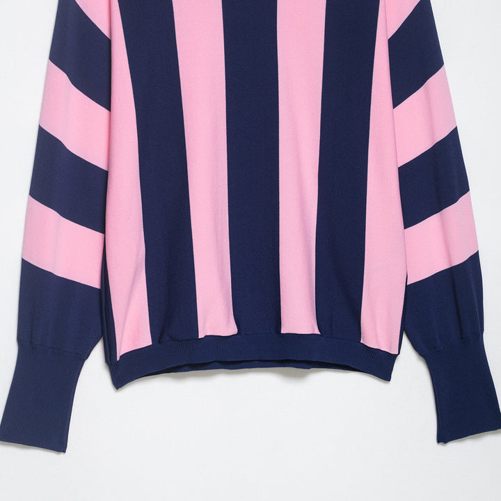 Damen Oversize-Strickpullover mit breiten Blockstreifen und überschnittener Schulter Drune