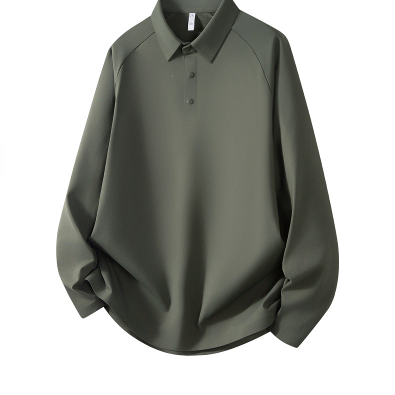 Herren Langarm-Poloshirt aus technischem Stretch mit Hemdkragen & Halbknopf-Leiste Drune