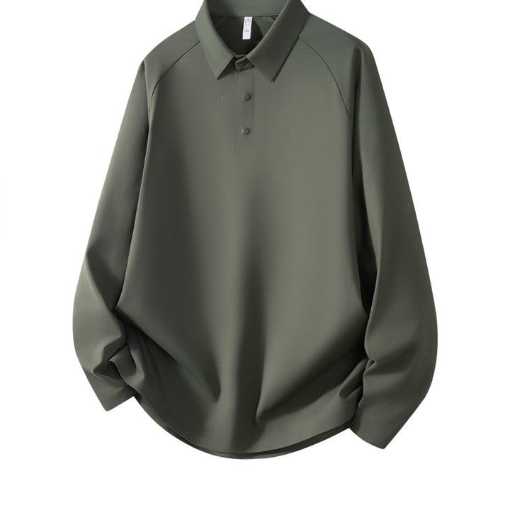 Herren Langarm-Poloshirt aus technischem Stretch mit Hemdkragen & Halbknopf-Leiste Drune