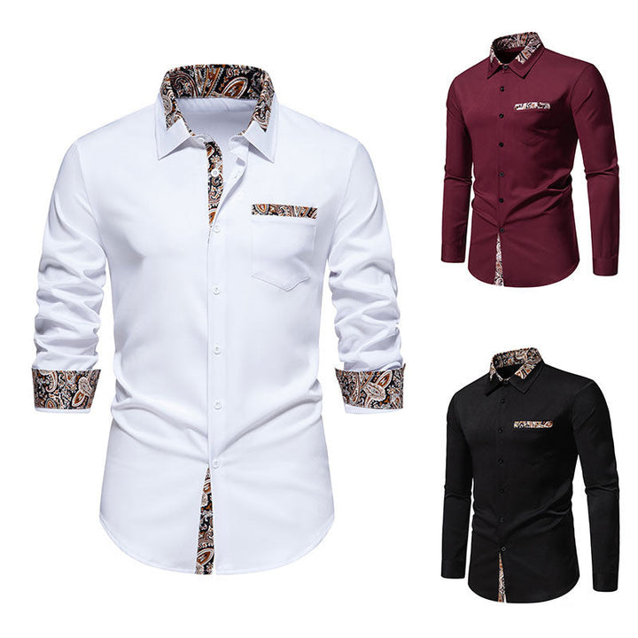 Herren Langarmhemd mit eleganten Paisley-Mustern Drune