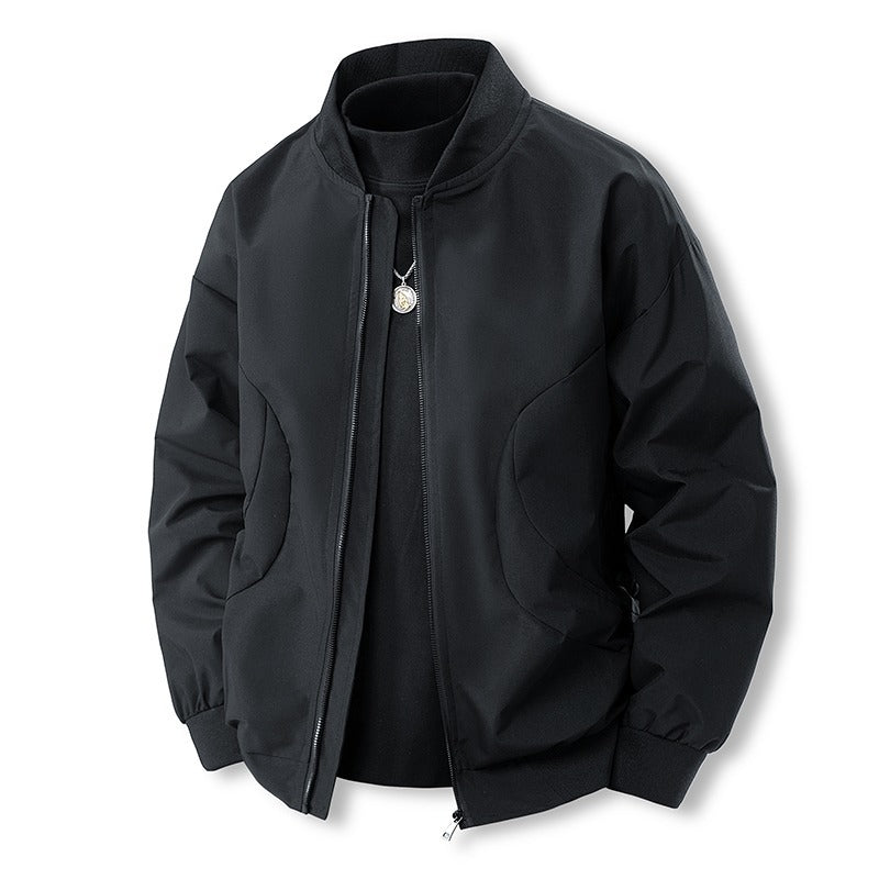 Herren Leichte Casual-Bomberjacke im Clean‑Look mit Stehkragen und gerippten Bündchen Drune