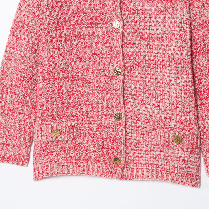 Damen kuschelige Strickjacke mit goldenen Knopfdetails Drune