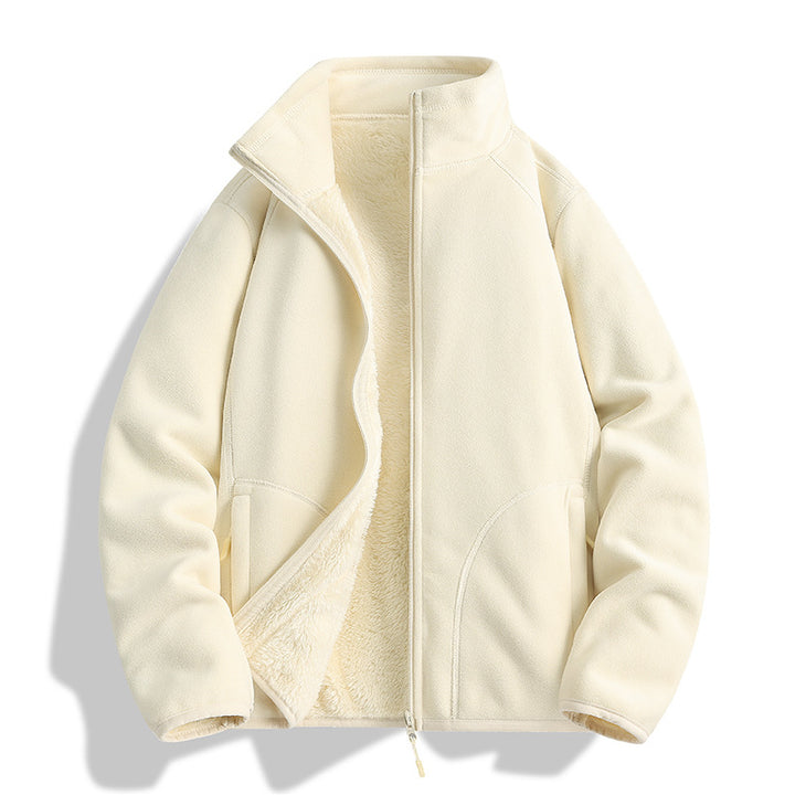 Herren Fleecejacke mit Sherpa‑Teddyfutter, Stehkragen & Zwei‑Wege‑Reißverschluss Drune