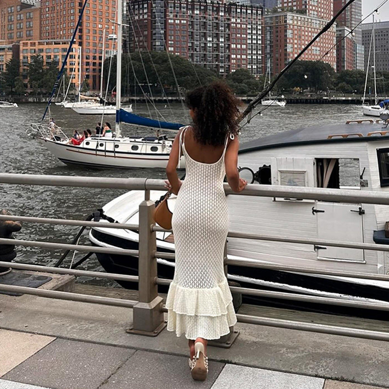 Damen elegantes Sommerkleid mit Schößchen Drune