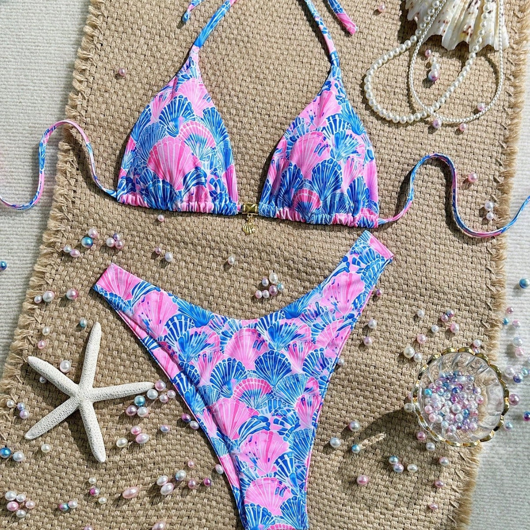 Damen Triangel-Bikini mit floralen Mustern Drune