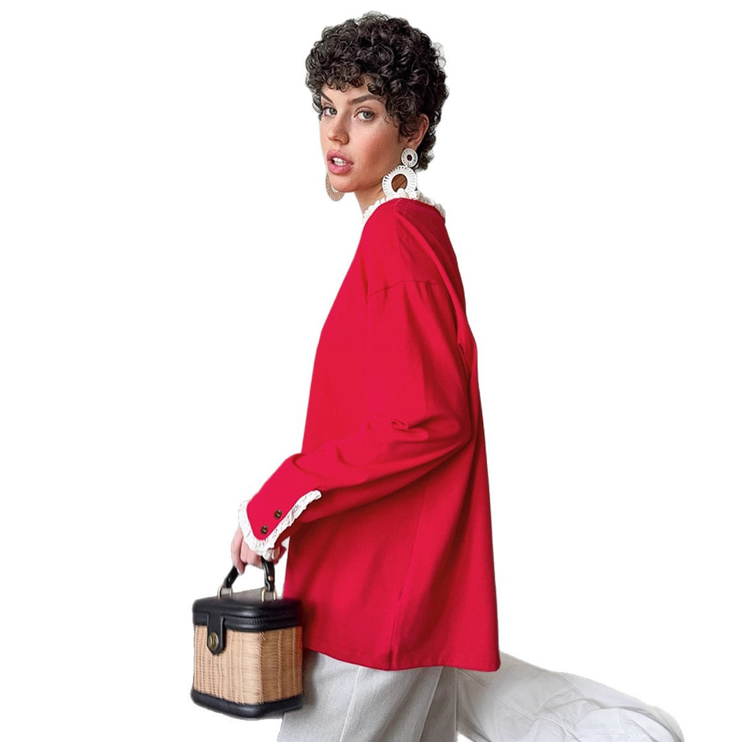 Damen eleganter Oversized-Pullover mit Rüschenärmeln Drune