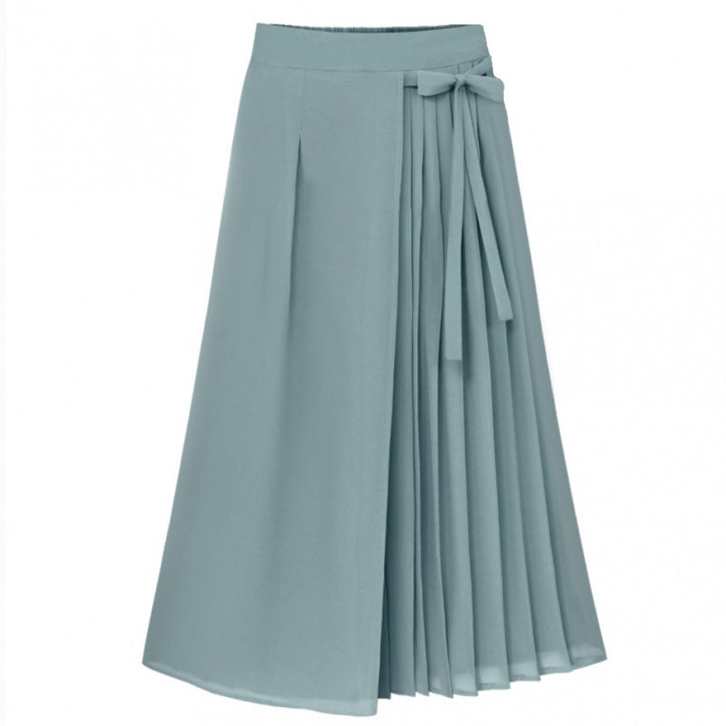 Damen Plisseerock mit Taillenband und eleganter Drapierung Drune