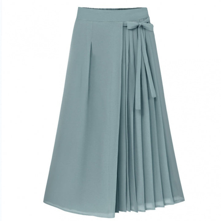 Damen Plisseerock mit Taillenband und eleganter Drapierung Drune