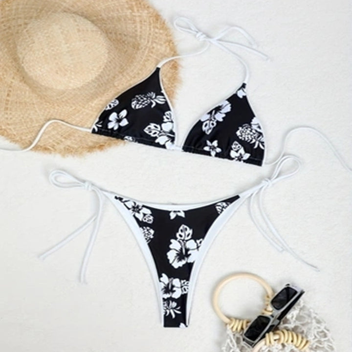 Damen Triangel-Bikini mit floralem Muster Drune