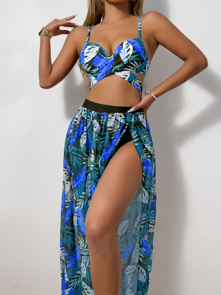 Damen Bikini-Set mit extravagantem Cut-Out und floralem Rock Drune