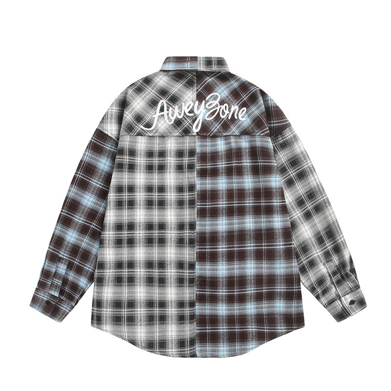 Unisex Geteiltes kariertes Overshirt im Hemdjacken‑Stil Drune