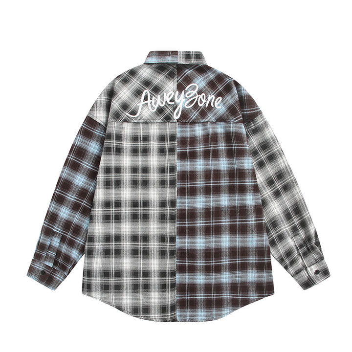 Unisex Geteiltes kariertes Overshirt im Hemdjacken‑Stil Drune