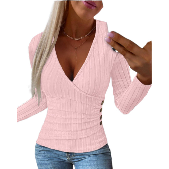 Damen Wickeloberteil mit strukturiertem Stoff und modischen Knopfdetails Drune