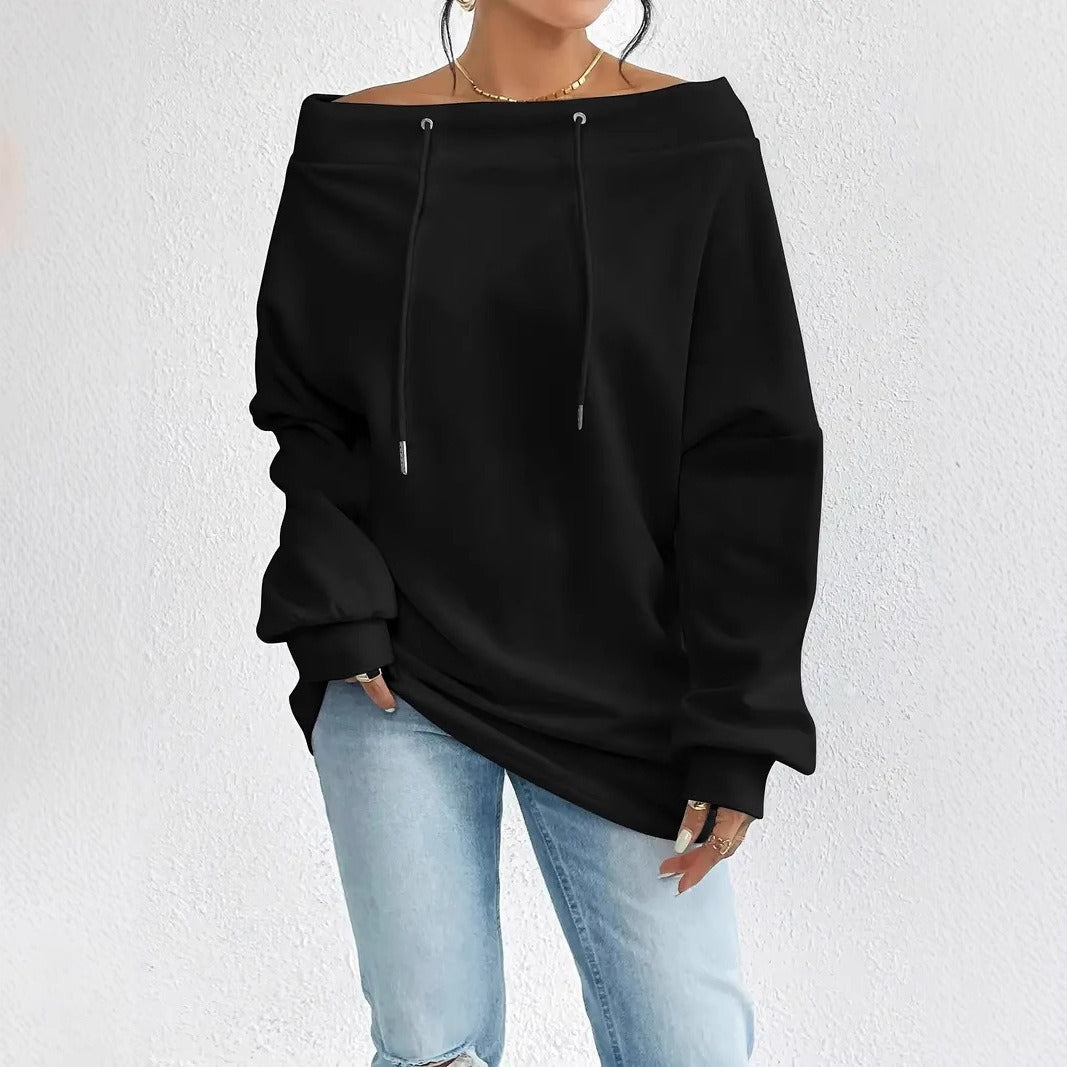 Damen Oversized Sweatshirt mit lässigem Off-Shoulder-Ausschnitt Drune