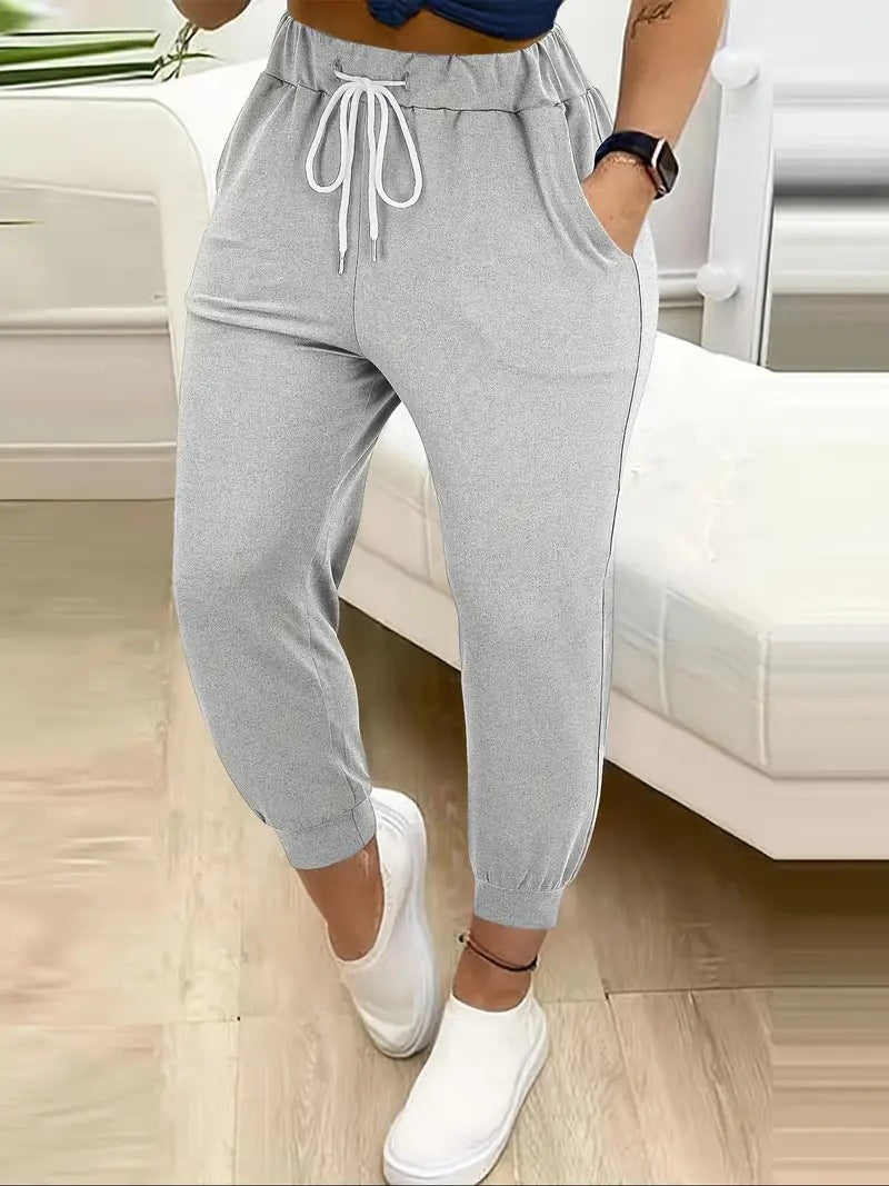 Damen Lässige Jogginghose mit Kordelzug, elastischem Komfortbund und schmalem Bündchen Drune