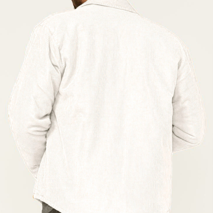 Herren Kord-Worker-Overshirt mit Druckknopfleiste, Pattentaschen und aufgesetzten Eingrifftaschen Drune