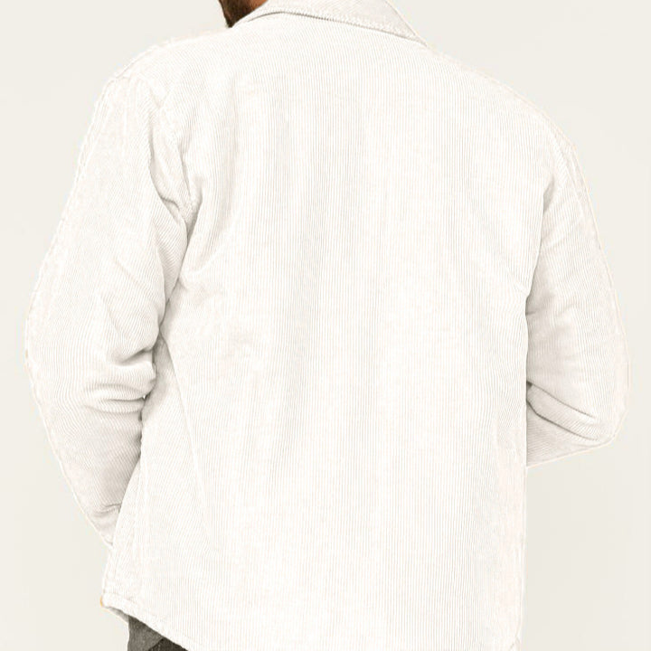 Herren Kord-Worker-Overshirt mit Druckknopfleiste, Pattentaschen und aufgesetzten Eingrifftaschen Drune