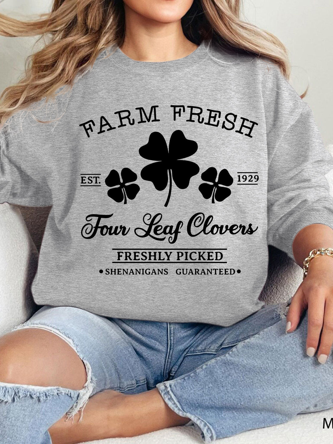 Damen Freizeit-Sweatshirt mit vintage-inspiriertem Klee-Motiv und gemütlicher Passform Drune