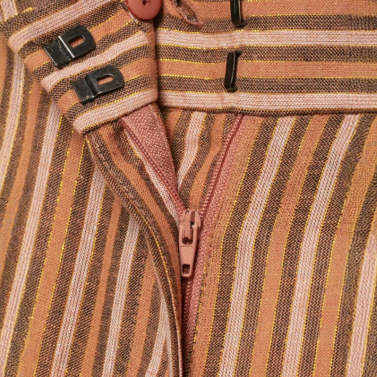 Damen Weite Palazzo‑Strickhose mit hoher Taille und vertikaler Streifenstruktur Drune