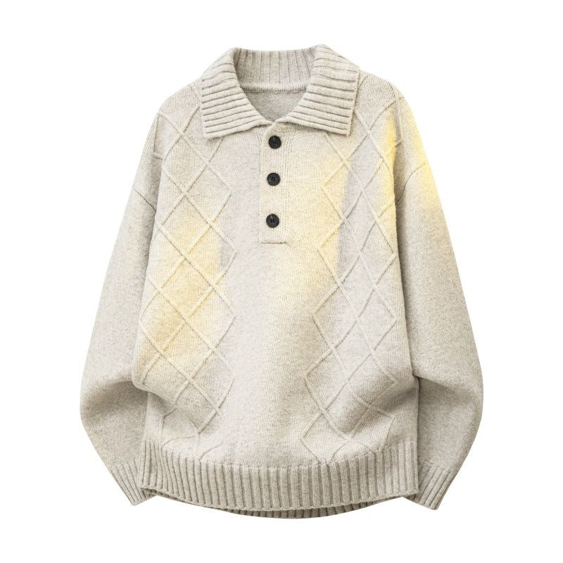 Damen Strickpullover mit Polokragen und Rautenstruktur Drune