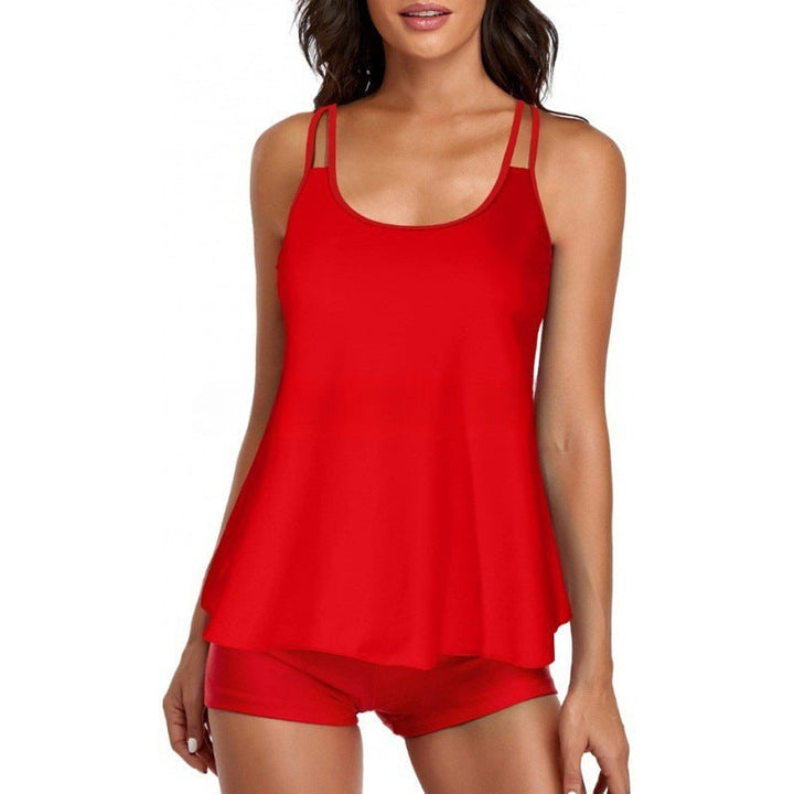 Damen Sportliches Tankini-Set mit bequemem Shorts und verstellbaren Trägern Drune