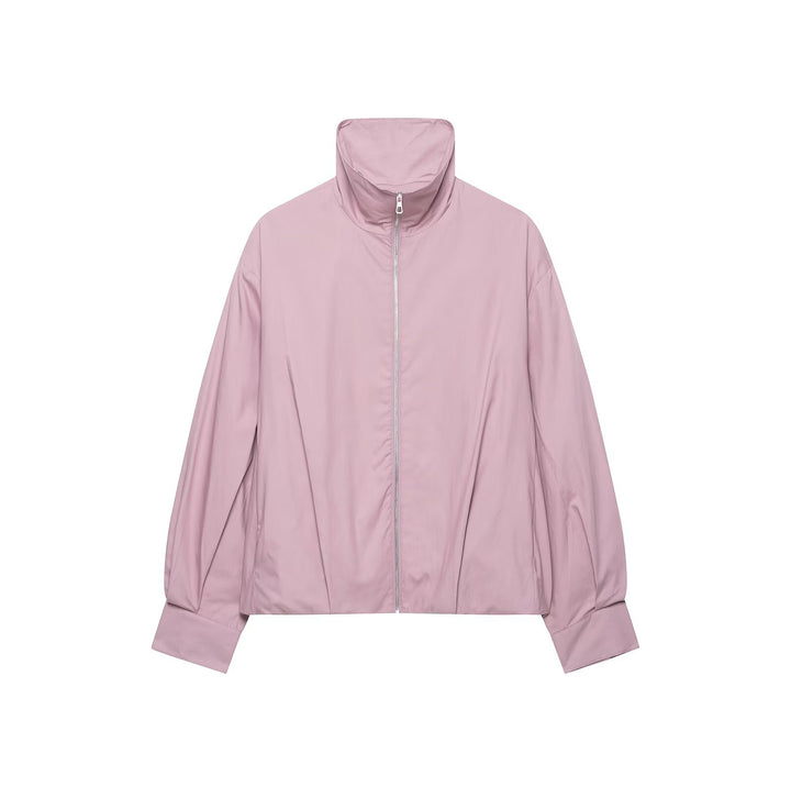 Damen Leichter Cropped Windblouson mit hohem Stehkragen und weitem Raglanärmel Drune